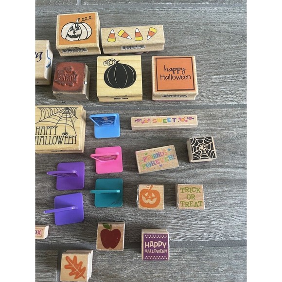 Lot Of 35 Random Mixed Lot Stamps Rubber Wooden Mounted Halloween Holidays - Picture 5 of 8